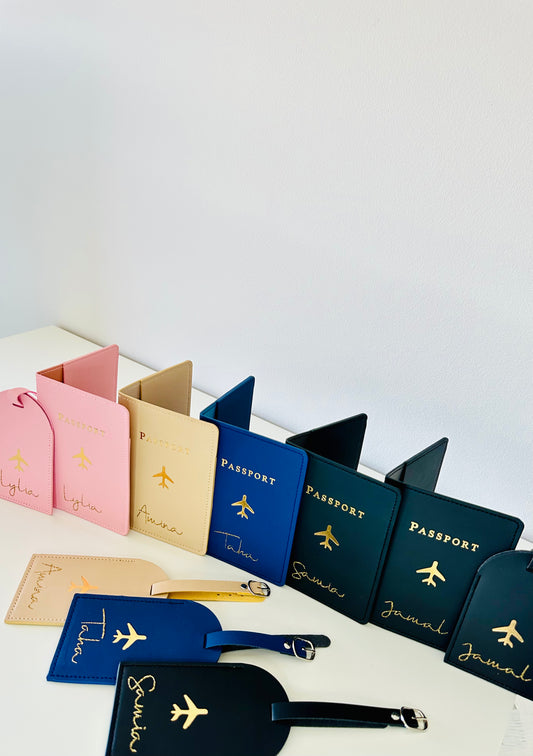 Protège passeport et étiquette valise personnalisés