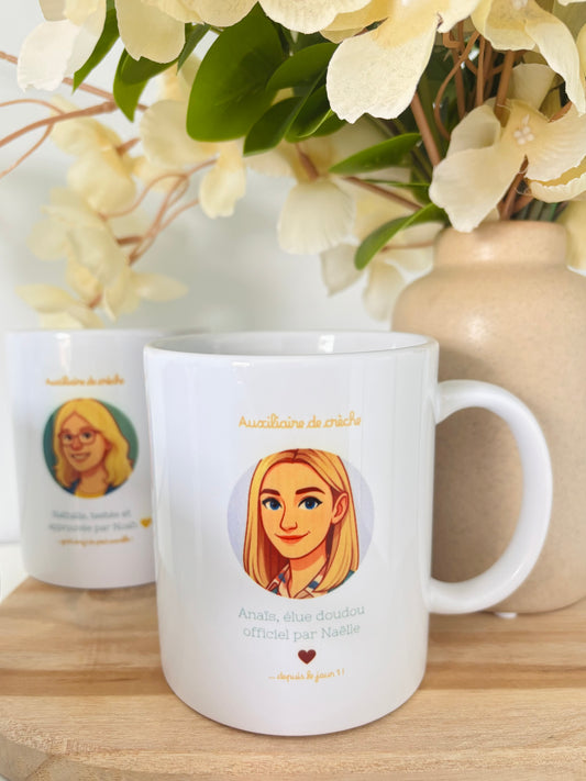 Mug personnalisé auxiliaire de crèche, nounou …